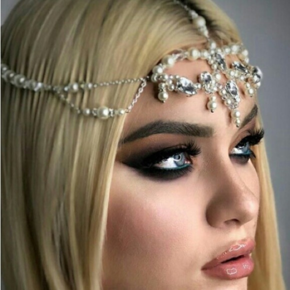 Boho crystal and ivory pearl headpiece crown - Picture 2 of 5